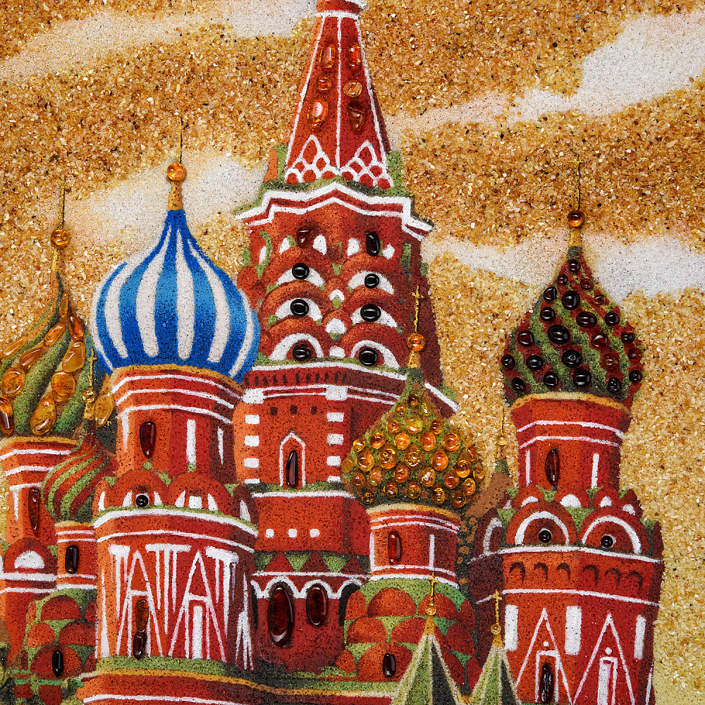 Картина янтарная «Храм Василия Блаженного» 40х60 см - интернет магазин Русь Велика я фото 2