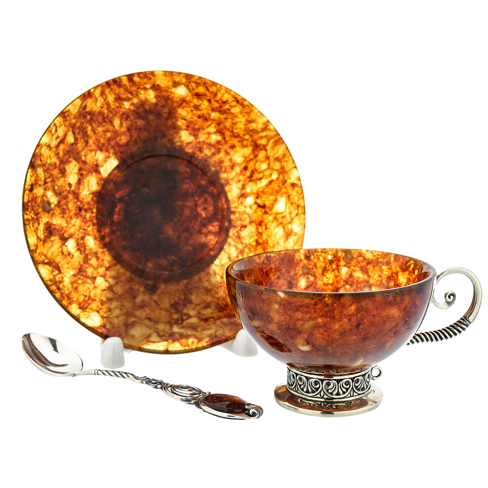 Чайная чашка из янтаря «Антик» - интернет магазин Русь Велика я 