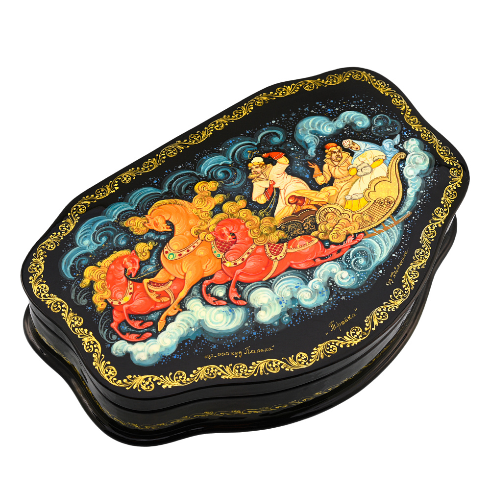 Шкатулка с художественной росписью «Тройка» - интернет магазин Русь Велика я фото 1
