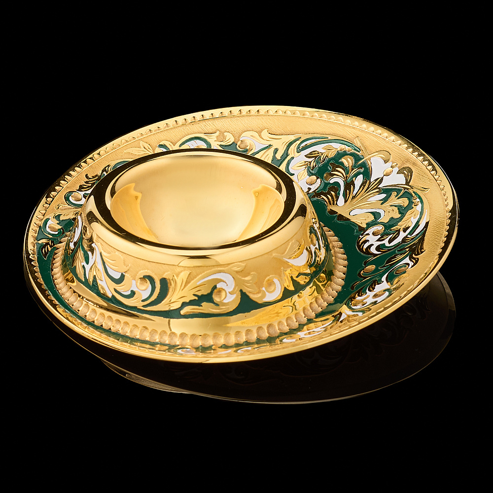 Подставка под яйцо с позолотой и эмалью. Златоуст - интернет магазин Русь Велика я 