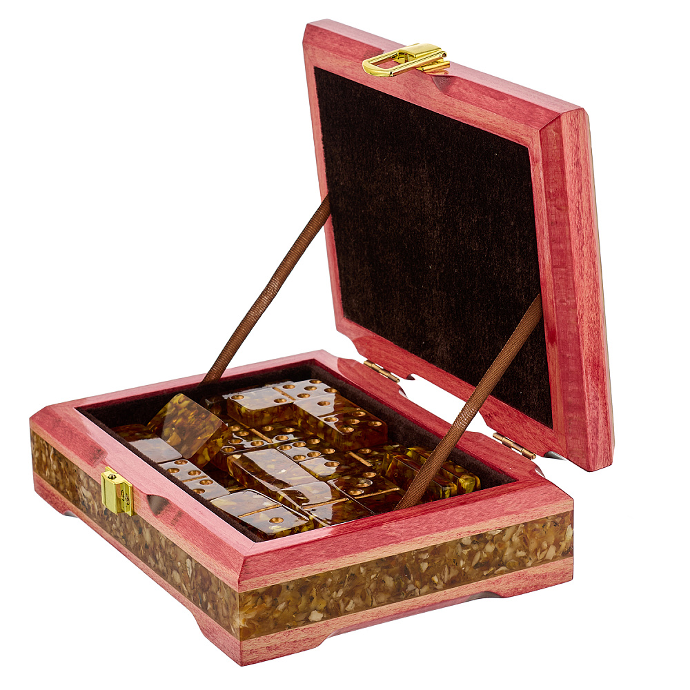 Домино в шкатулке из янтаря «Герб РФ» - интернет магазин Русь Велика я фото 3