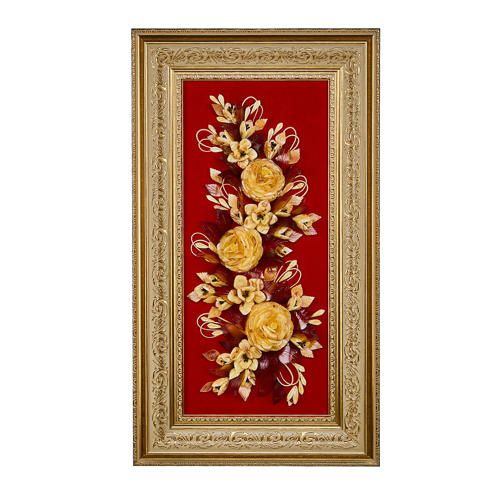 Картина янтарная «Цветы» 25х55 см - интернет магазин Русь Велика я 