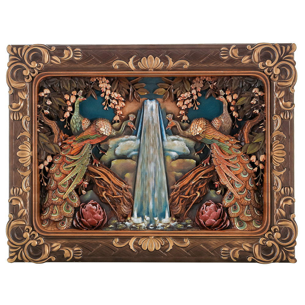 Панно из дерева «Павлины» 90х67,5 см - интернет магазин Русь Велика я 