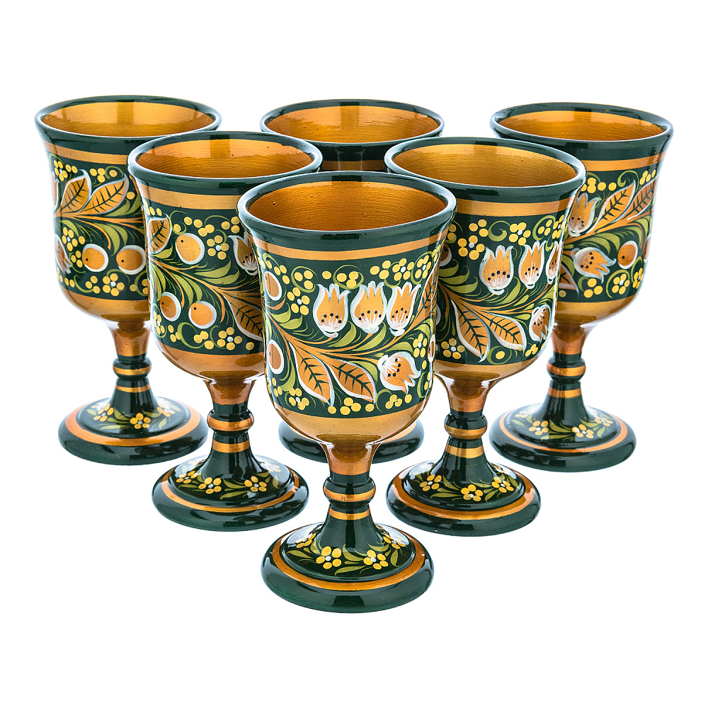 Питейный набор для шампанского «Ландыш». Хохлома - интернет магазин Русь Велика я фото 5