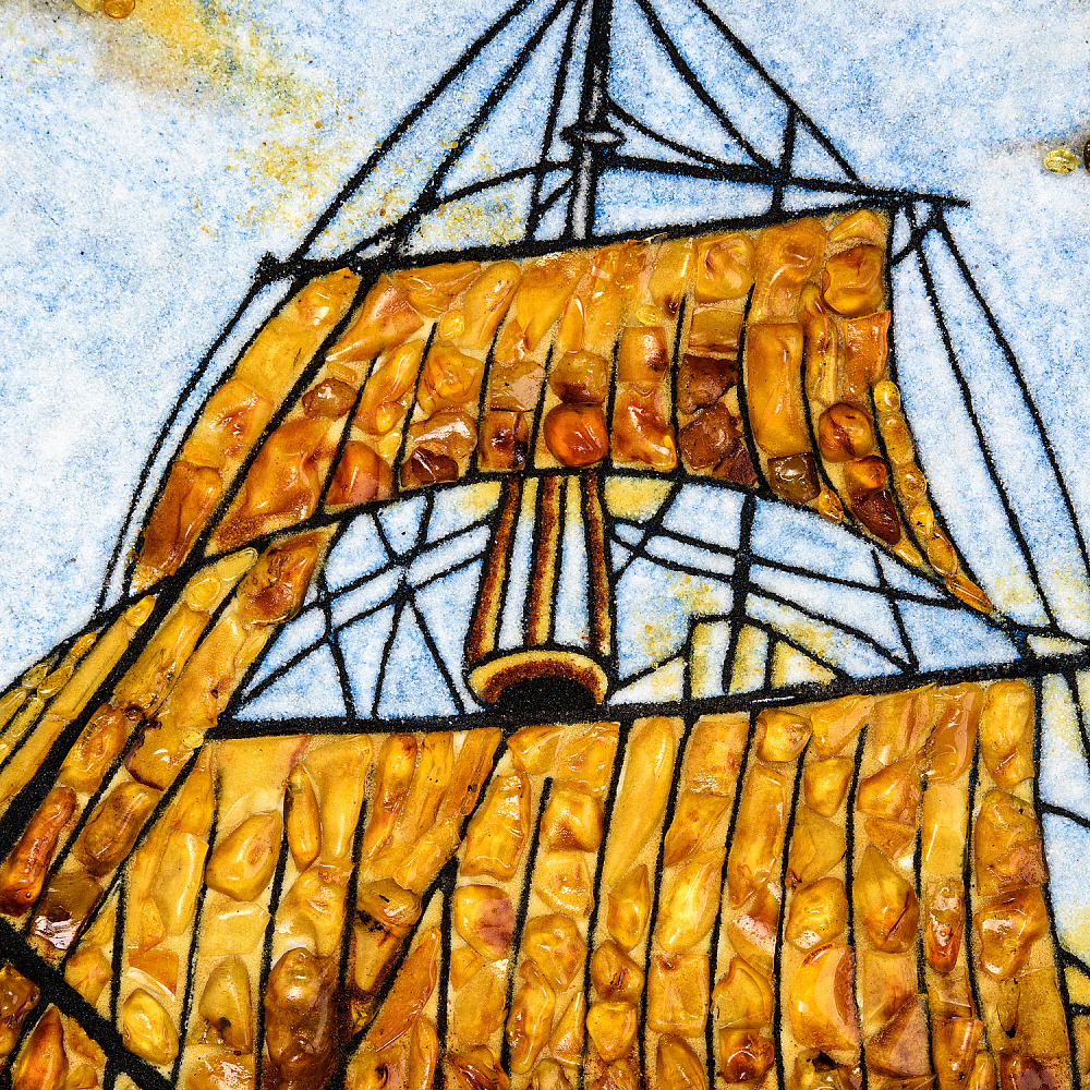 Картина янтарная «Корабль-парусник» 60х80 см - интернет магазин Русь Велика я фото 2