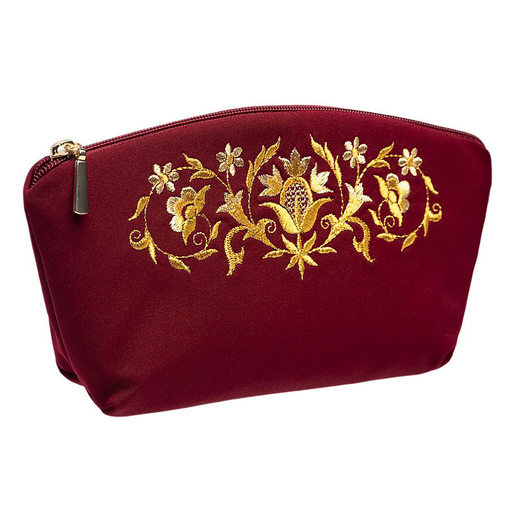 Косметичка «Букет весны». Бордовая с вышивкой - интернет магазин Русь Велика я 