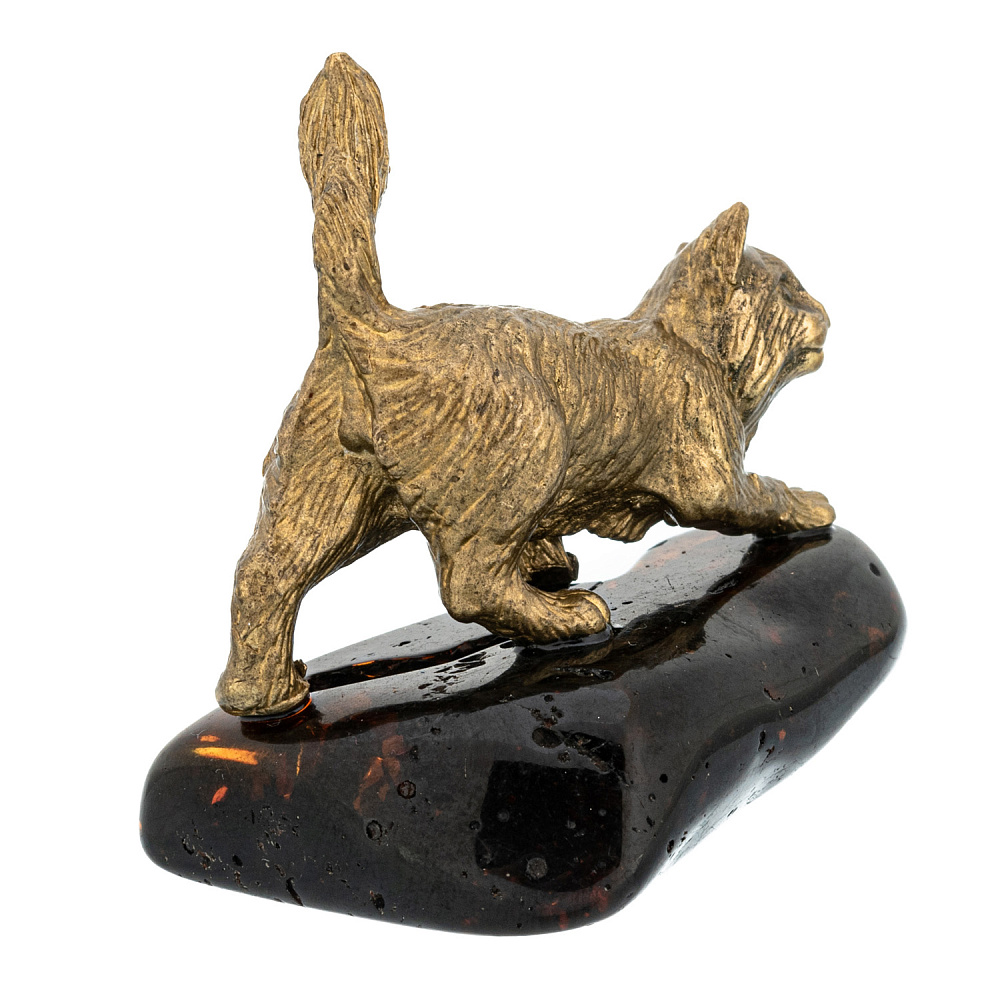 Статуэтка с янтарем «Кот охотник» - интернет магазин Русь Велика я фото 2