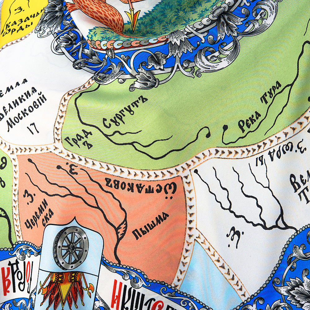 Шелковый платок «Карты Ремезова» 90х90 см - интернет магазин Русь Велика я фото 2