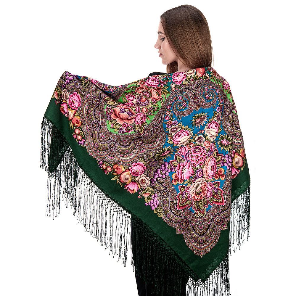 Платок ПавлоПосадский шерстяной «Цвет граната» 148х148 см - интернет магазин Русь Велика я фото 4