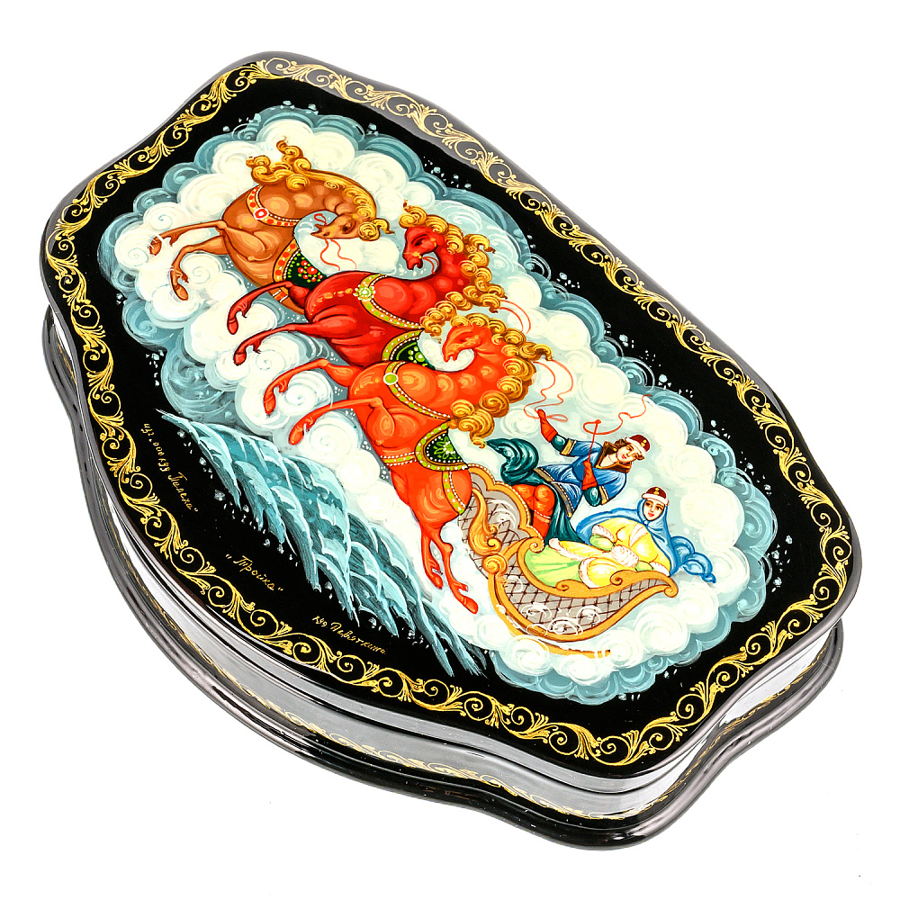 Шкатулка с художественной росписью «Тройка» - интернет магазин Русь Велика я фото 1