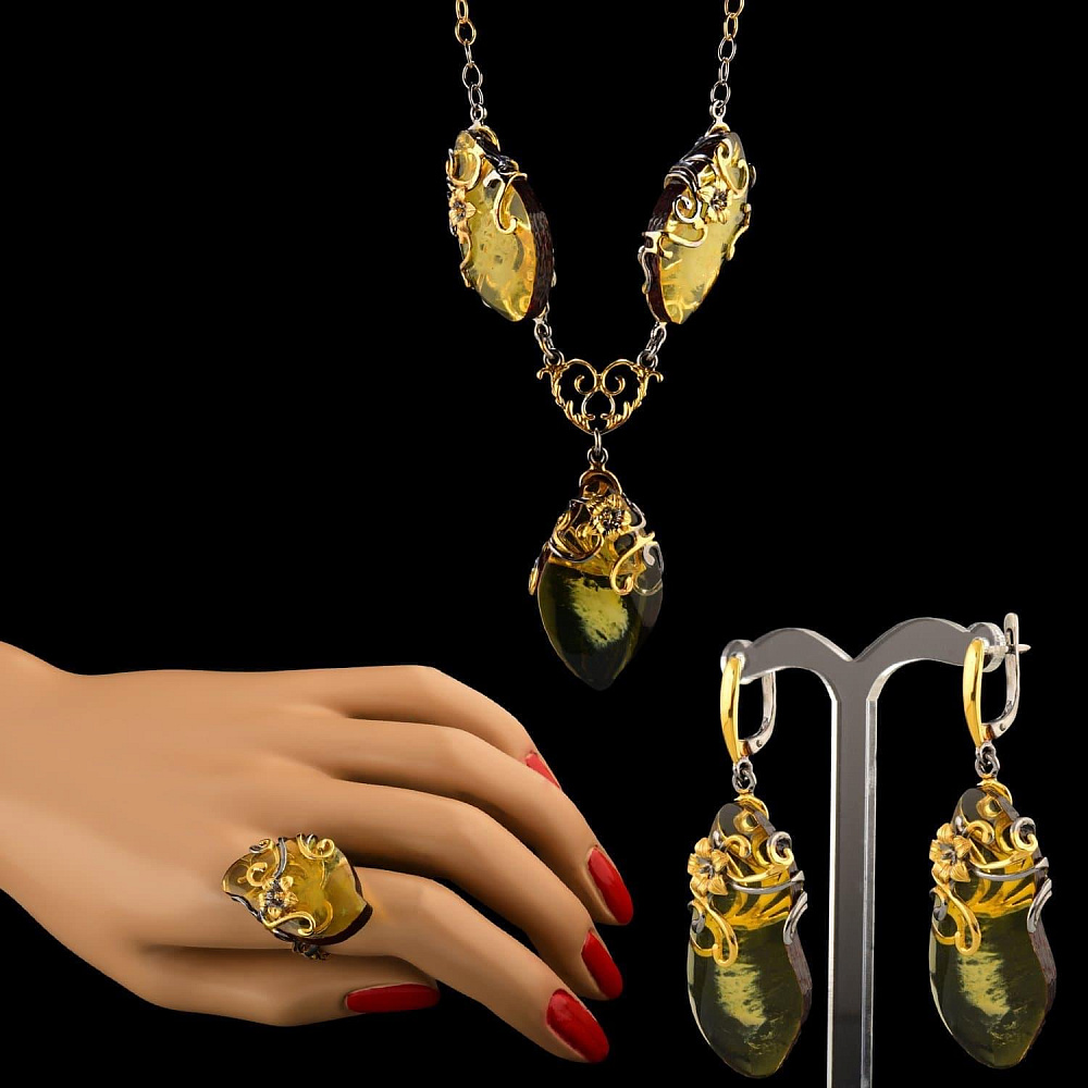 720078/6,28г  Серебро 925* КОЛЬЦО вст.Янтарь фианит р/п - интернет магазин Русь Велика я 