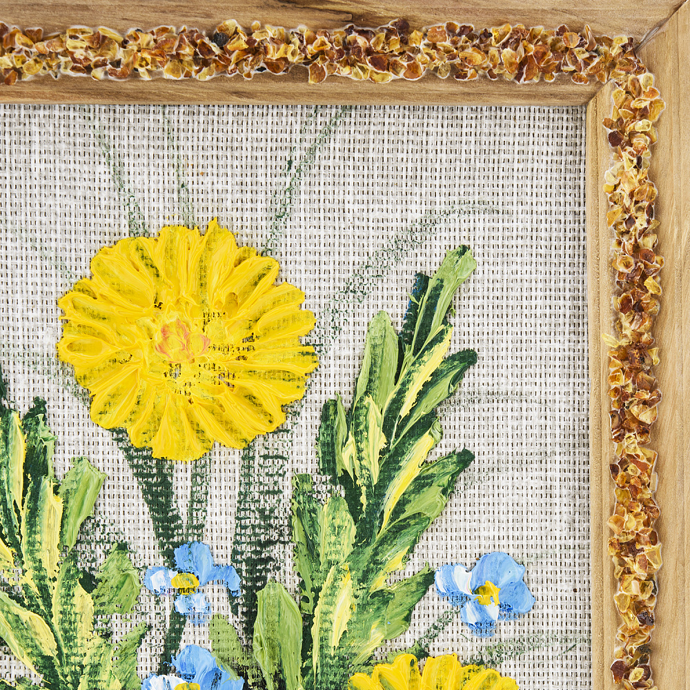 Панно в янтарной раме «Букет цветов» 27х18 см - интернет магазин Русь Велика я фото 2