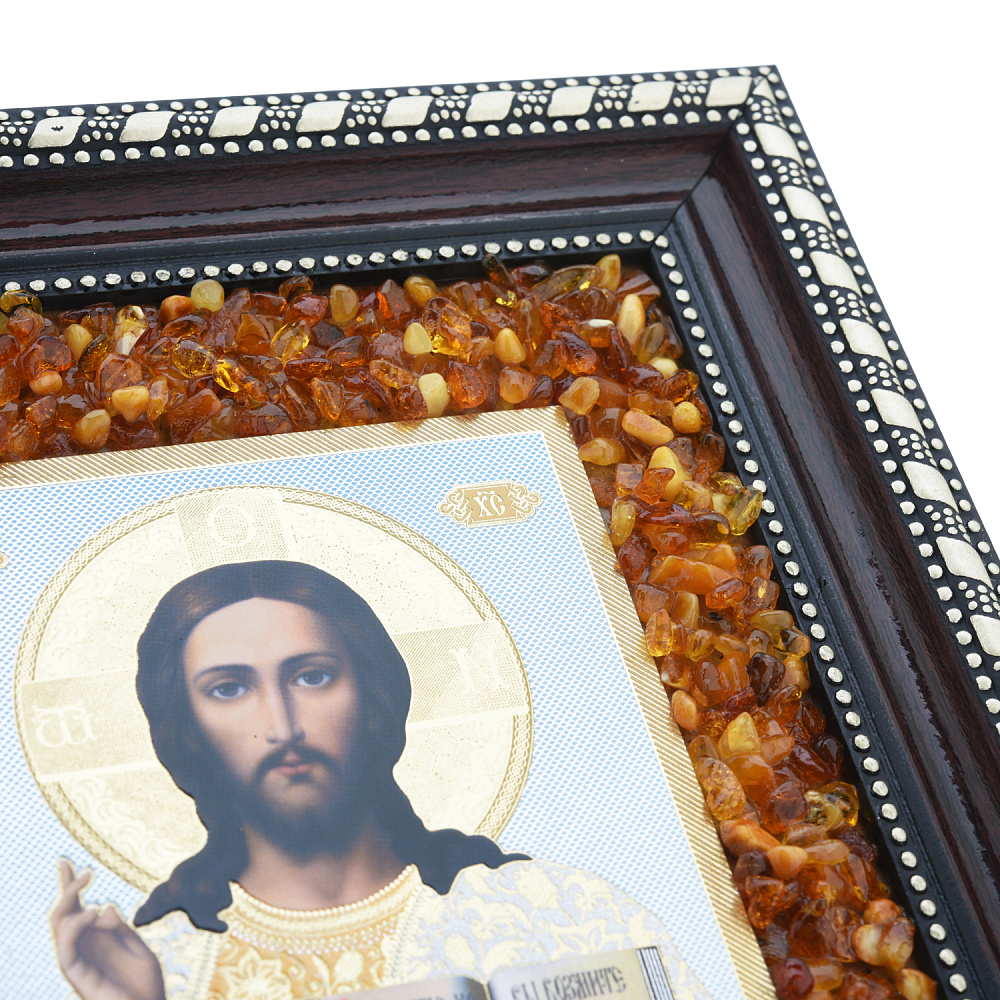 Икона янтарная «Господь Вседержитель» 22х19 см - интернет магазин Русь Велика я фото 3