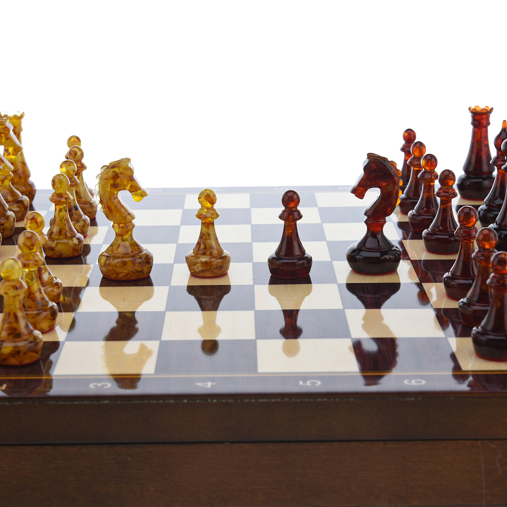Шахматы с фигурами из янтаря 37х37 см - интернет магазин Русь Велика я фото 4