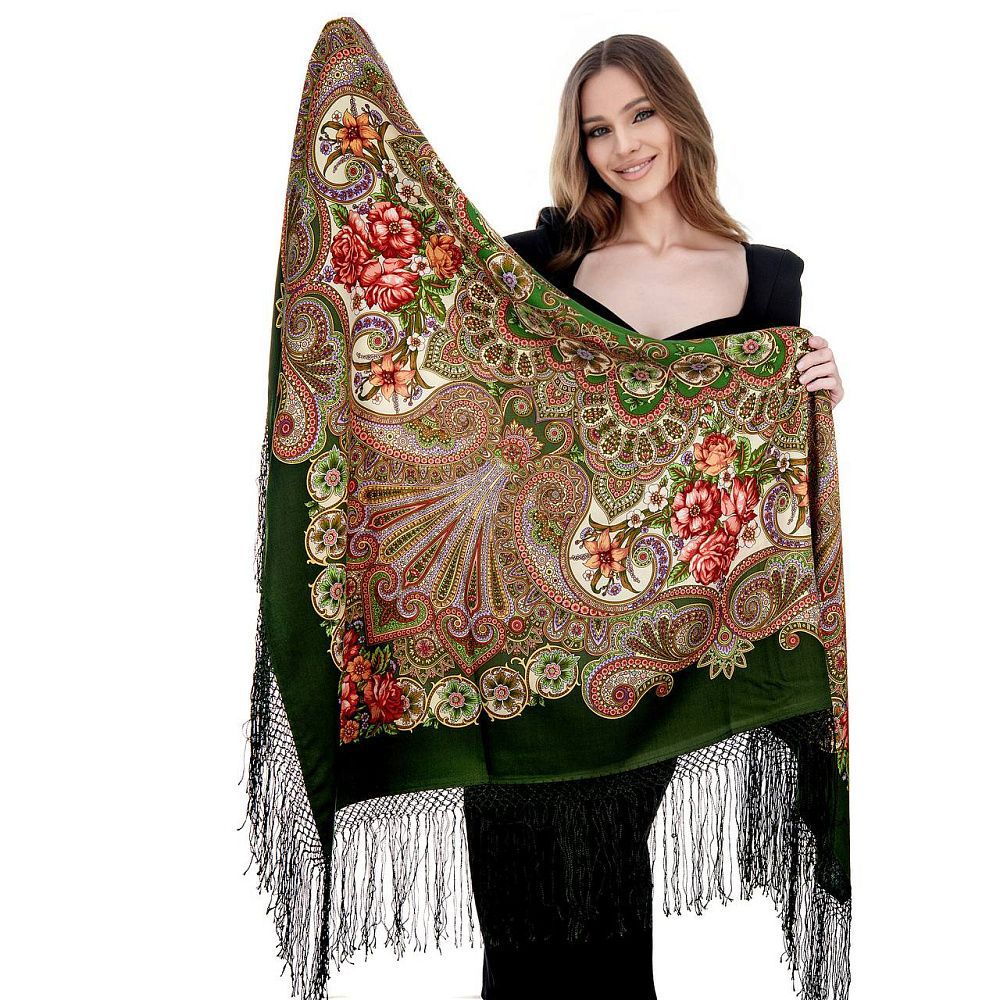 Платок ПавлоПосадский шерстяной «Василиса» 148х148 см - интернет магазин Русь Велика я фото 1