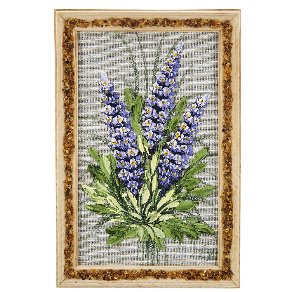 Панно в янтарной раме «Букет цветов» 27х18 см - интернет магазин Русь Велика я 