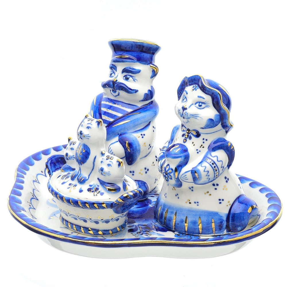 Набор для специй «Кошкин дом» Гжель - интернет магазин Русь Велика я фото 1