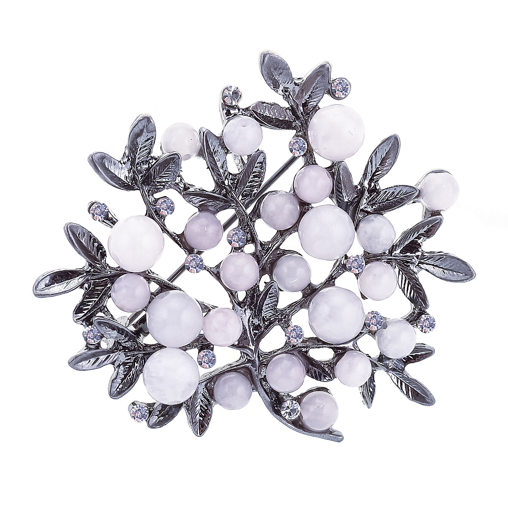 Брошь с розовым кварцем и стразами - интернет магазин Русь Велика я 