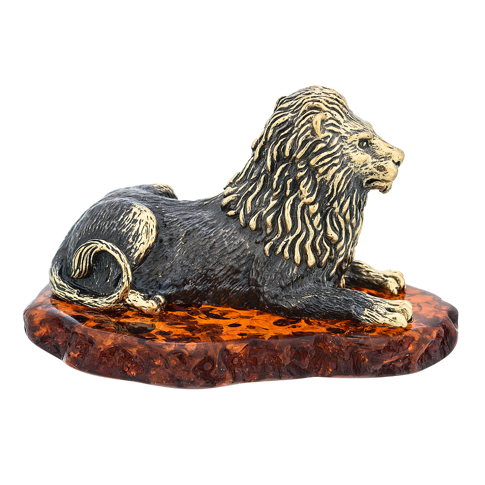 Статуэтка с янтарем «Лев Сафари» - интернет магазин Русь Велика я 