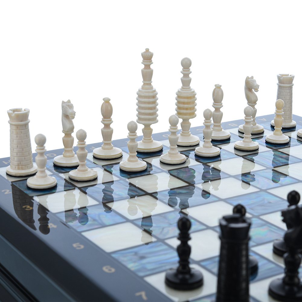 Шахматы с перламутром и фигурами из кости 45х45 см - интернет магазин Русь Велика я фото 4