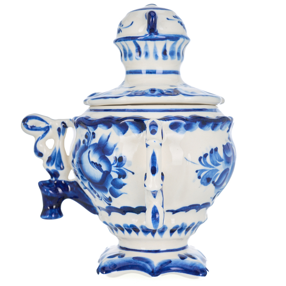 Сувенирный самовар-шкатулка «Бочонок». Гжель - интернет магазин Русь Велика я фото 3