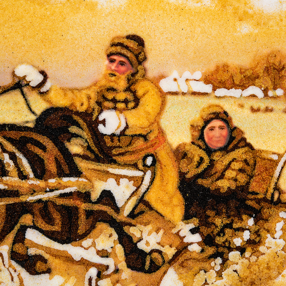 Картина янтарная «Зимняя тройка» 60x80 см - интернет магазин Русь Велика я фото 2