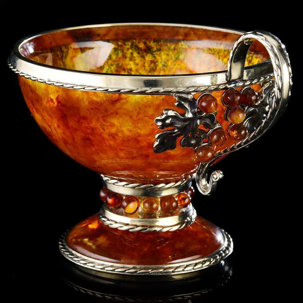 Чайная пара из янтаря «Виноград». Ювелирная бронза - интернет магазин Русь Велика я фото 4