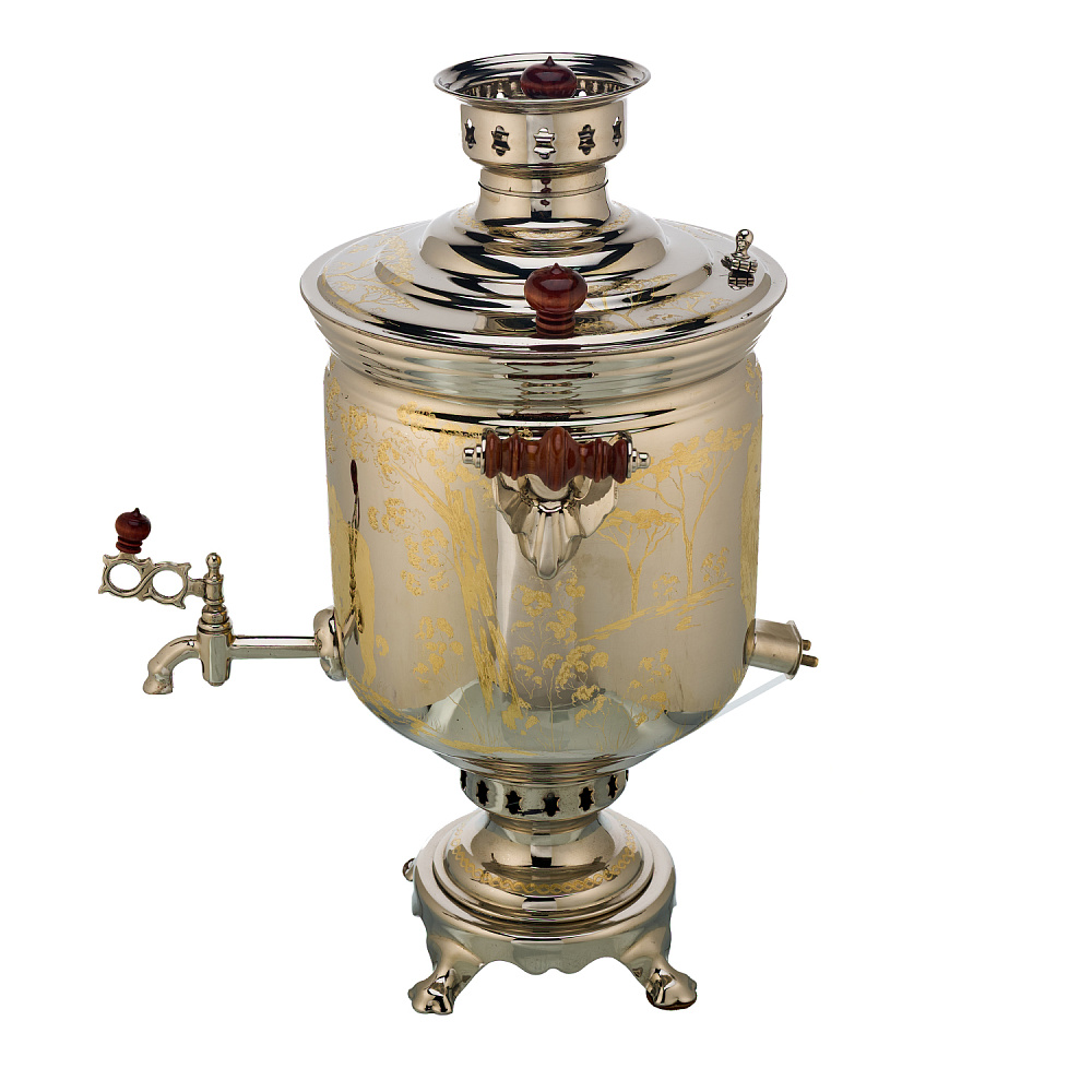 Самовар комбинированный 7 л с гравировкой «Львы» - интернет магазин Русь Велика я фото 3