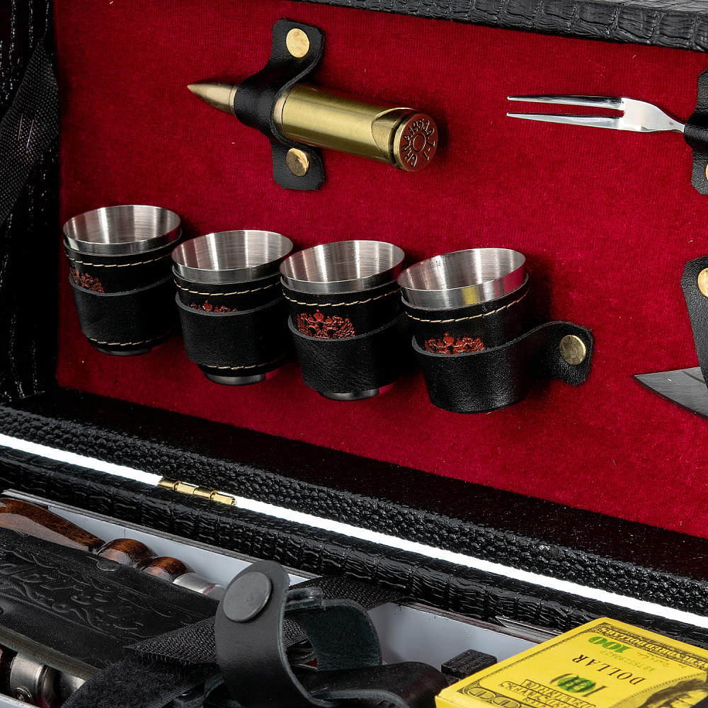 Шашлычный набор для пикника в кожаном футляре - интернет магазин Русь Велика я фото 2