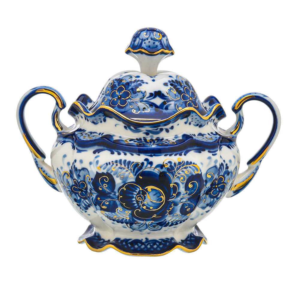 Сахарница «Семейная». Гжель в золоте - интернет магазин Русь Велика я фото 2