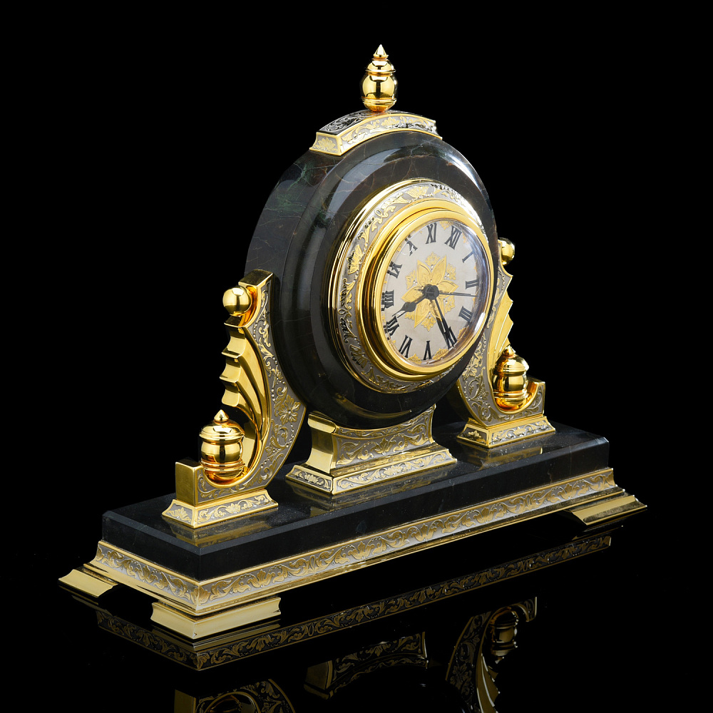 Часы настольные из камня с позолотой. Златоуст - интернет магазин Русь Велика я фото 3