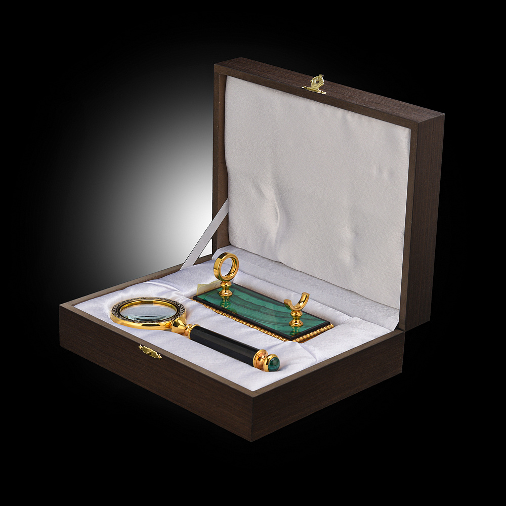 Лупа настольная на подставке из малахита. Златоуст - интернет магазин Русь Велика я фото 3