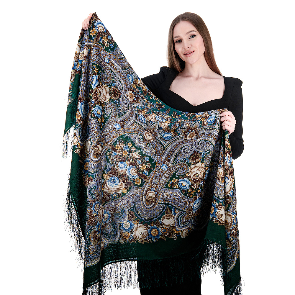 Платок ПавлоПосадский шерстяной «Подарок с ярмарки» 146х146 см - интернет магазин Русь Велика я фото 1