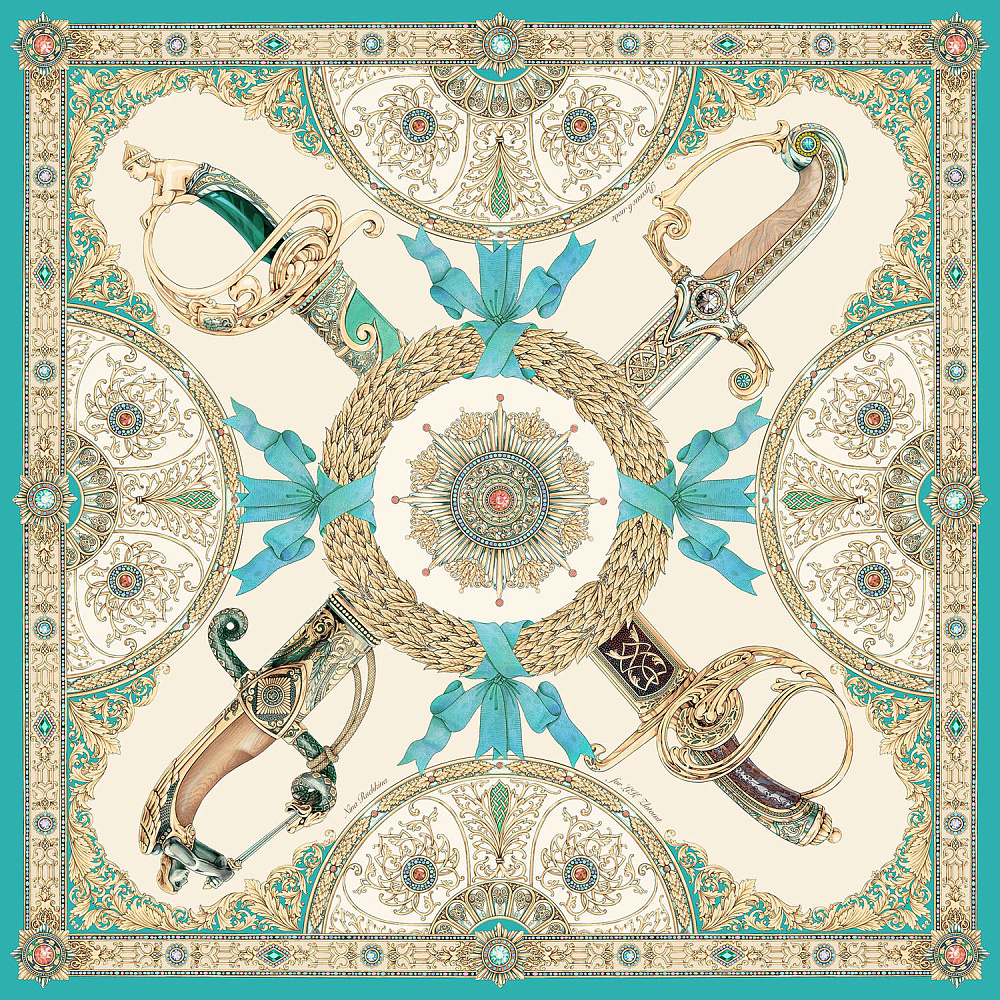 Платок шелковый «Эфесы» 120х120 см - интернет магазин Русь Велика я 