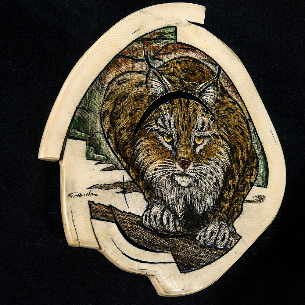 Панно из кости «Рысь» 36 х 36 см - интернет магазин Русь Велика я фото 1