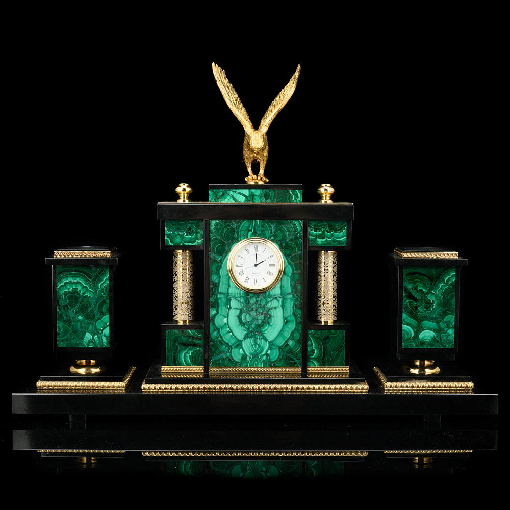 Настольный письменный набор из малахита «Орел». Златоуст - интернет магазин Русь Велика я фото 1