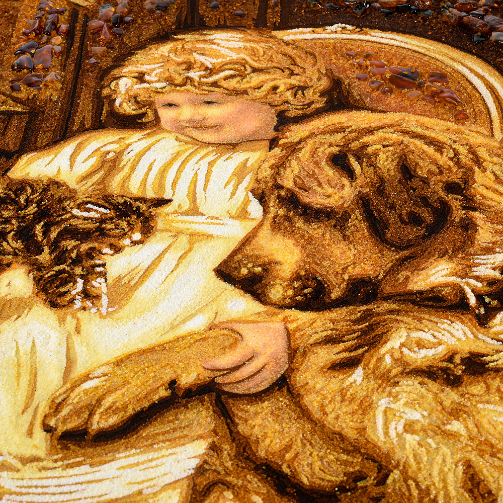 Картина янтарная «Верные друзья» 60х80 см - интернет магазин Русь Велика я фото 3