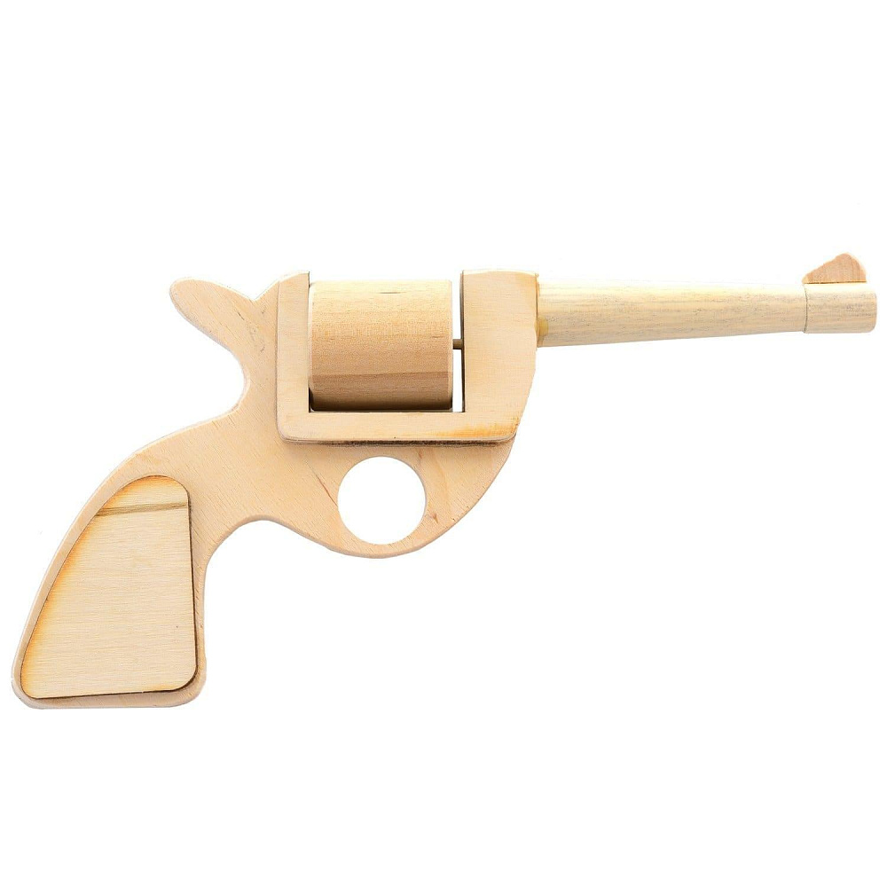 0027796-НАГАН-крашеный Нат.дерево Игрушечный карманный РЕВОЛЬВЕР ок.20см - интернет магазин Русь Велика я 