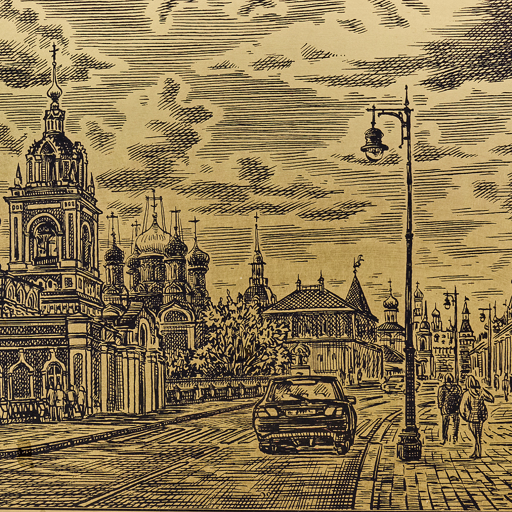 Офорт черно-белый «Москва. Улица Варварка» 25х32 см - интернет магазин Русь Велика я фото 2