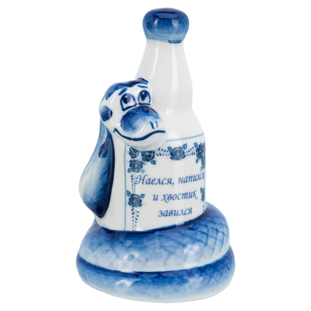 Змея Символ 2025 года. Статуэтка «Змея с бутылкой». Гжель - интернет магазин Русь Велика я 