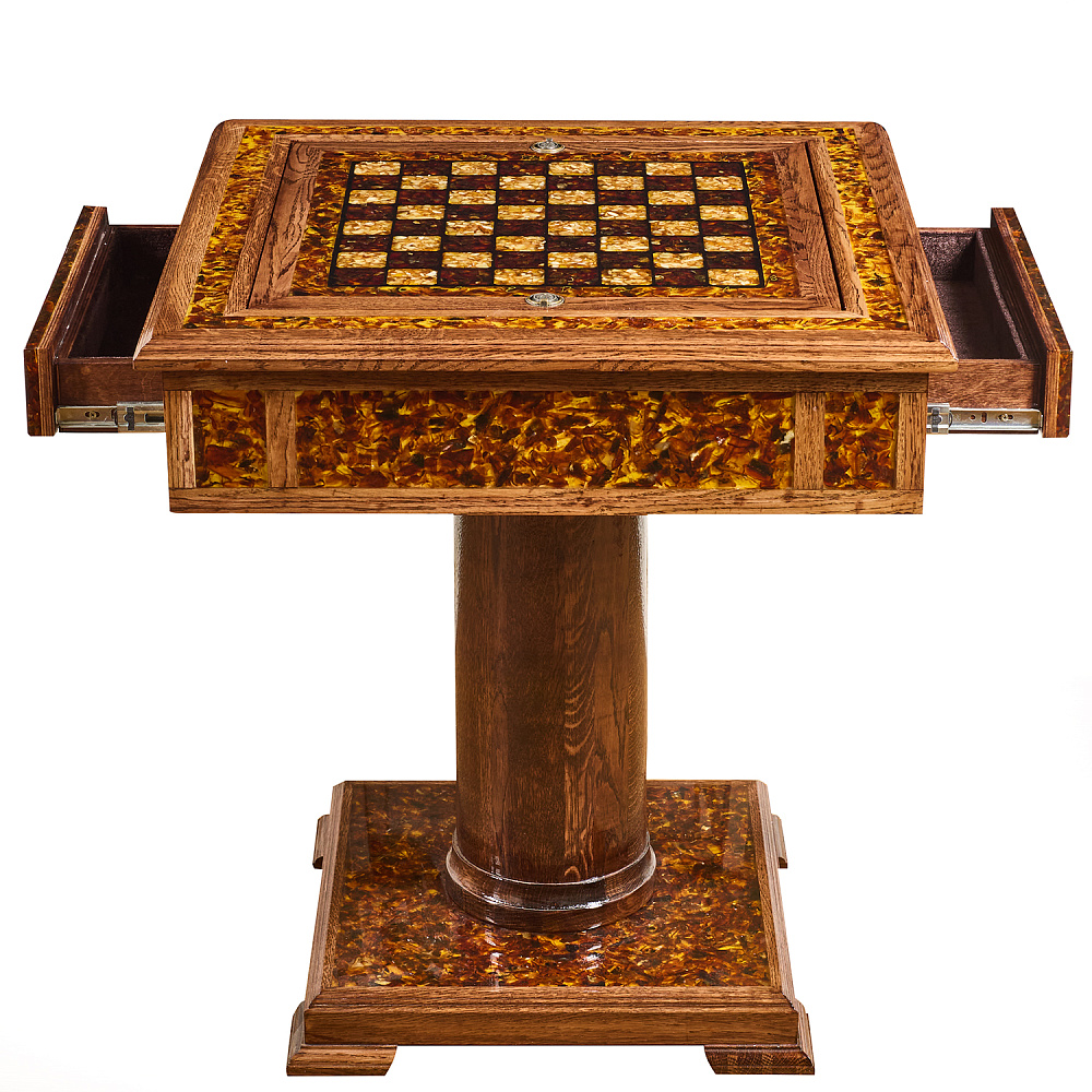 Янтарный стол с шахматами и нардами 62х62 см - интернет магазин Русь Велика я фото 17