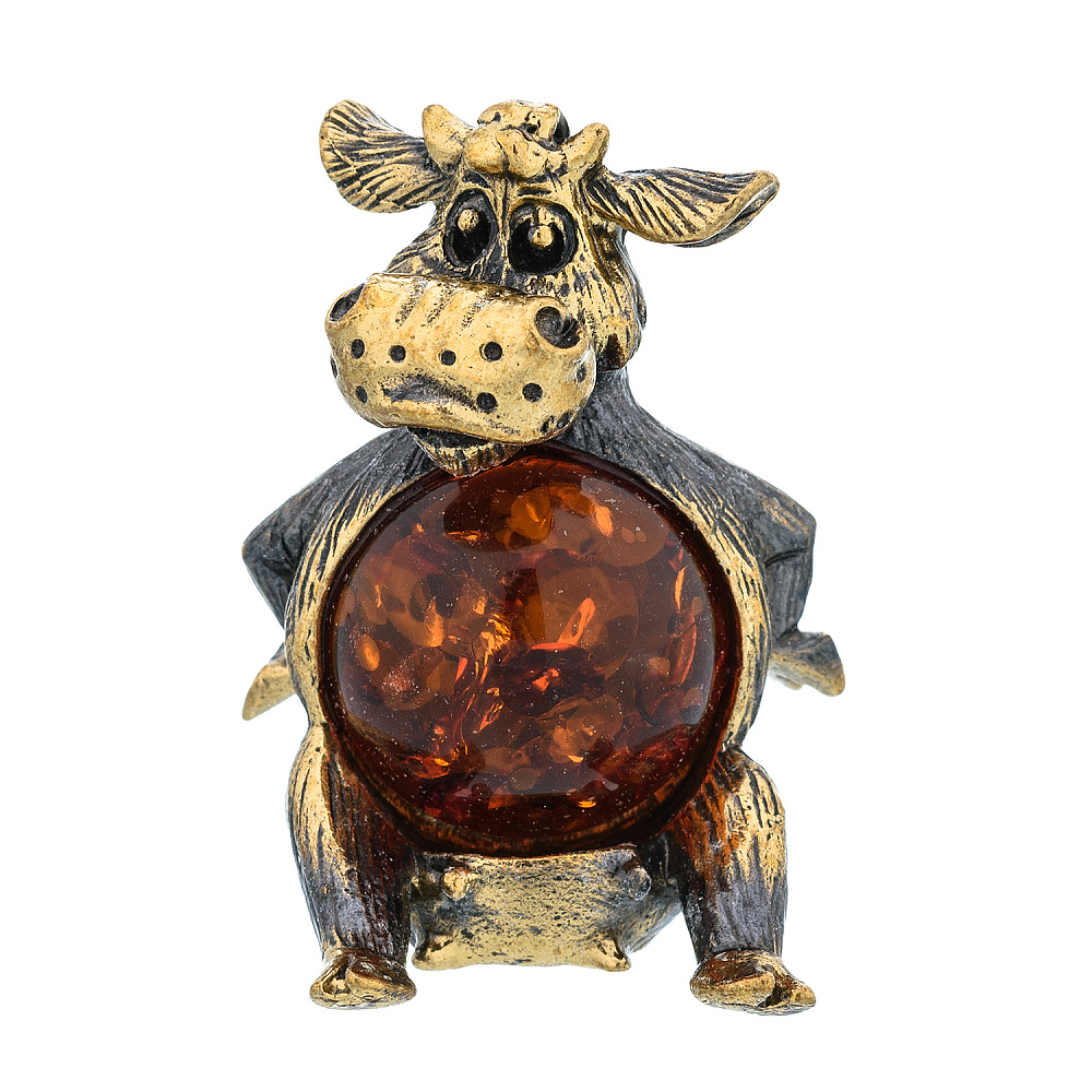 Статуэтка с янтарем «Корова - копытца в боки» - интернет магазин Русь Велика я 