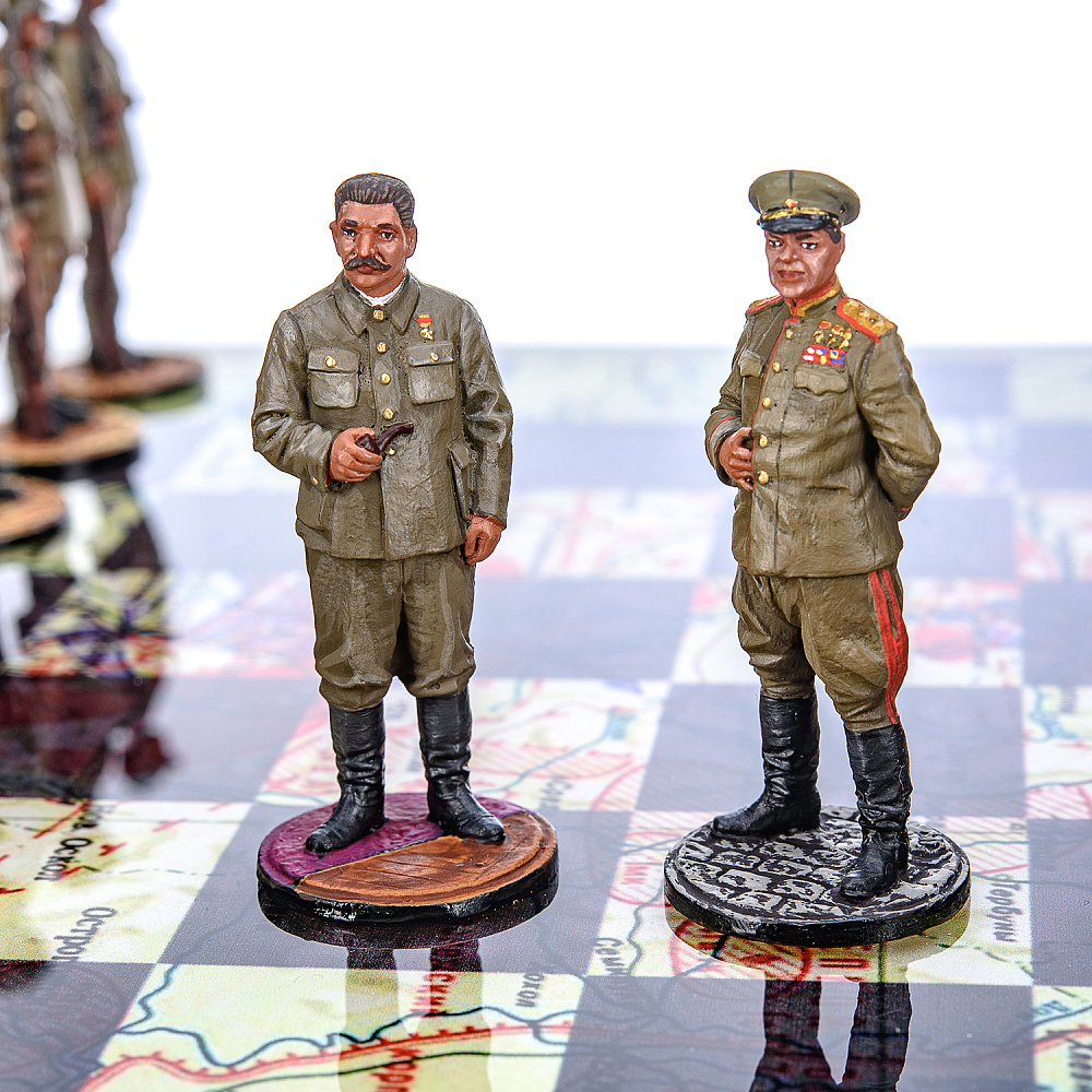 Шахматы коллекционные с фигурами из олова «Вторая Мировая война» 34х34 см - интернет магазин Русь Велика я фото 5