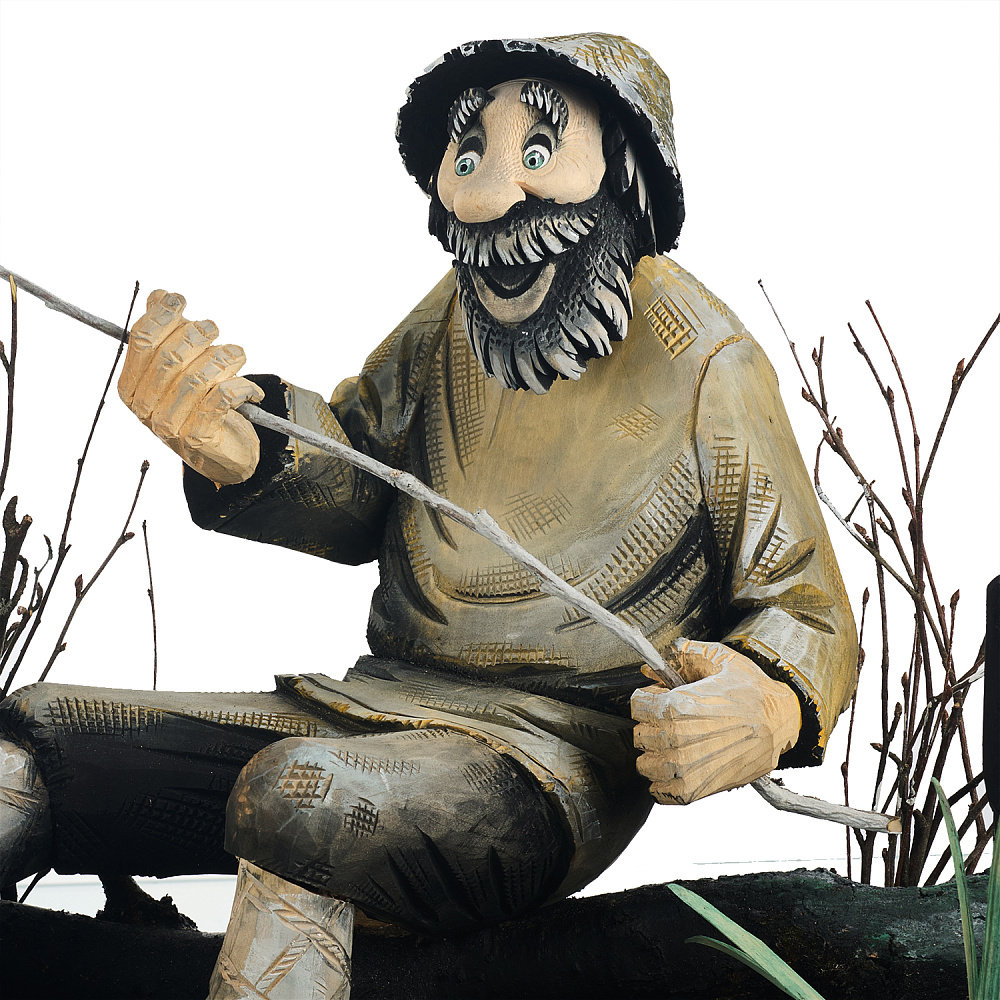 Резьба по дереву. Скульптура «Рыбак» - интернет магазин Русь Велика я фото 1