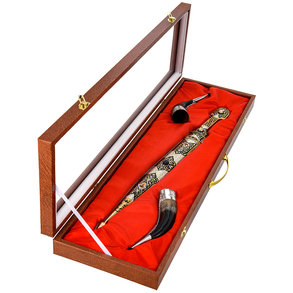 Подарочный набор с кинжалом и рожками для вина - интернет магазин Русь Велика я 