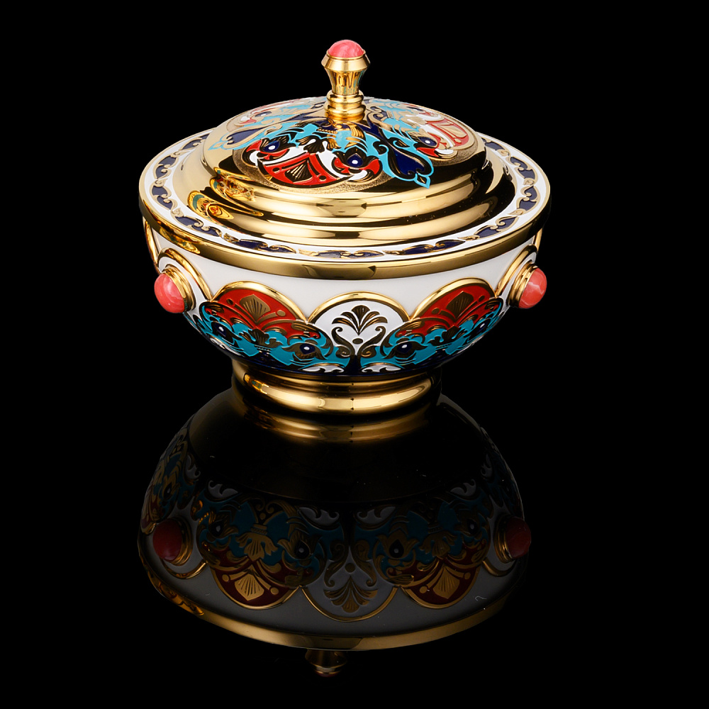 Чайный сервиз с позолотой и эмалью на 4 персоны «Купеческий». Златоуст - интернет магазин Русь Велика я фото 4