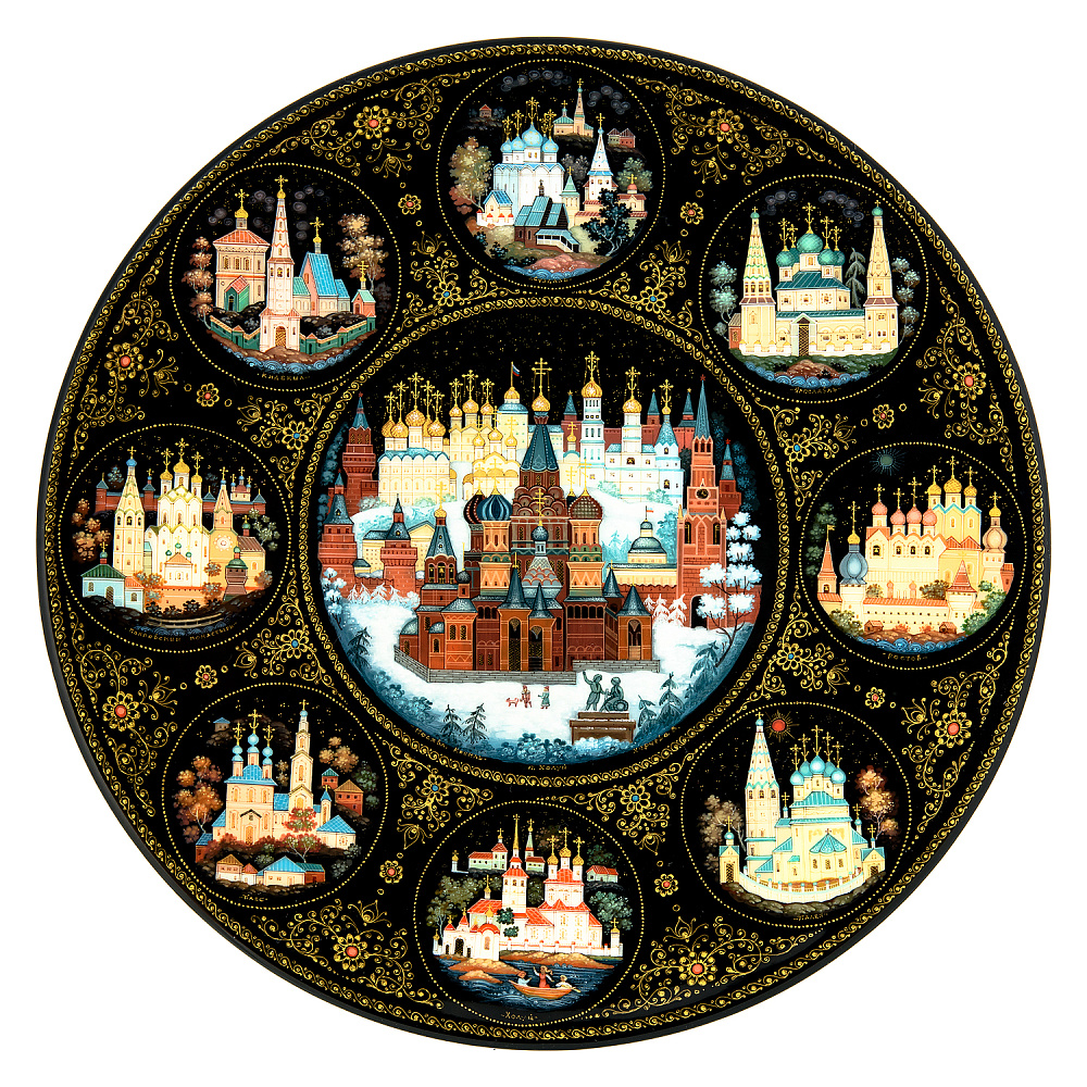 Тарелка-панно с художественной росписью «Золотое кольцо» - интернет магазин Русь Велика я 
