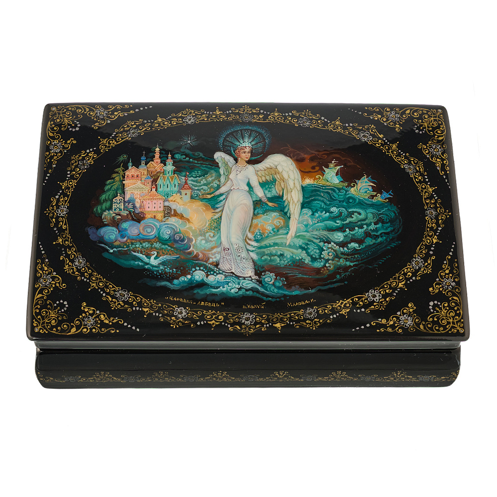 Шкатулка с художественной росписью «Царевна Лебедь» - интернет магазин Русь Велика я 