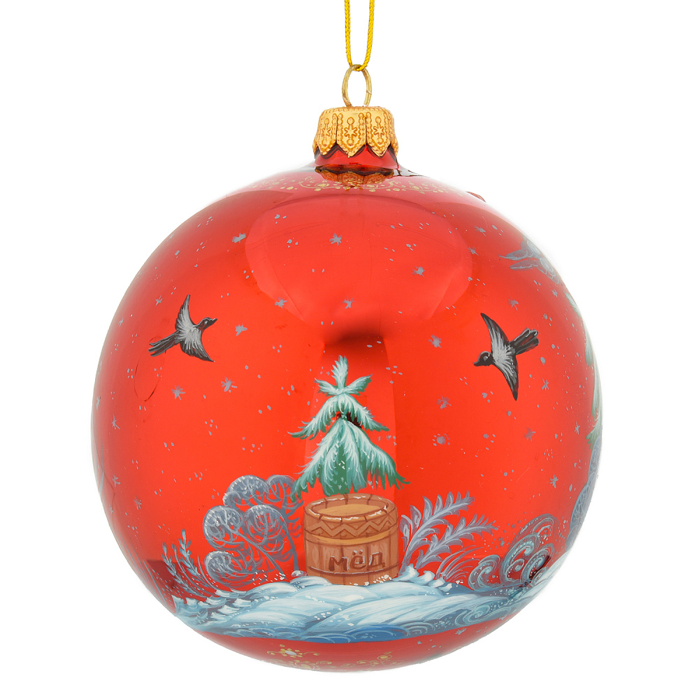 Новогодний елочный шар с росписью «Дед Мороз и мишка» - интернет магазин Русь Велика я фото 2