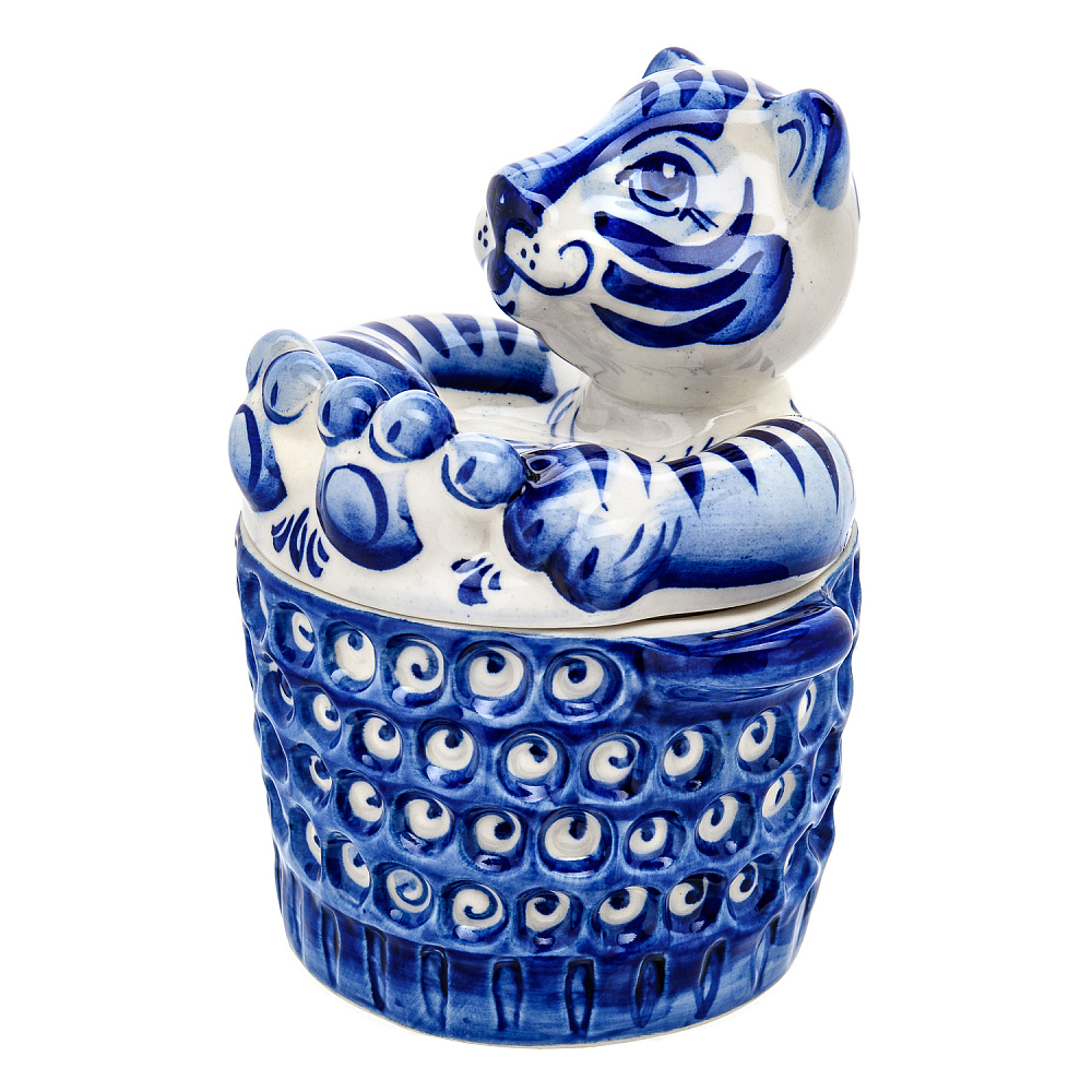 Сахарница «Тигр». Гжель - интернет магазин Русь Велика я фото 2